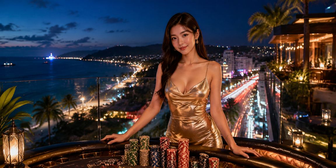 Không gian cá cược trực tuyến neon về đêm tại Phú Quốc – tỷ lệ kèo sôi động